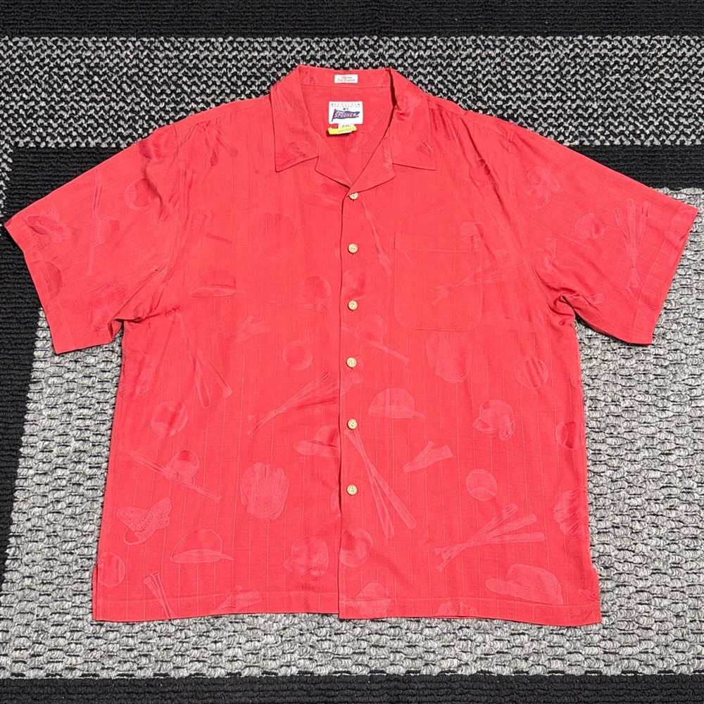 Reyn Spooner MLB Silk Camp Shirt Men’s XXL Baseball Print Classic Button Down
